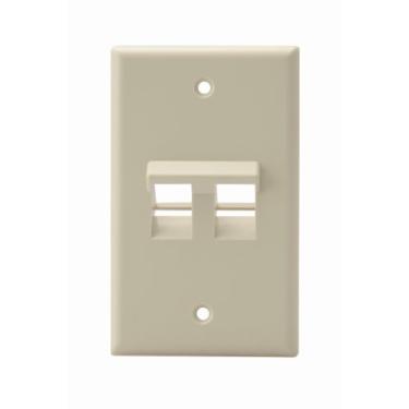 Imagem de Leviton 41081-2IP Placa de parede QuickPort angular 2 portas, entrada única, marfim