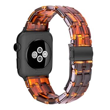 Imagem de Pulseira Compatível com Apple Watch Band 42mm 44mm 45mm pulseira de fita de resina fina com substituição de fivela de aço inoxidável para iWatch Series SE 8 7 6 5 4 3 2 1 para mulheres homens