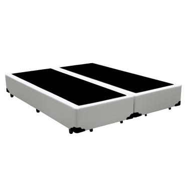 Imagem de Base Box Casal Bipartido Corino Branco - 138x188x40