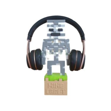 Imagem de Suporte Fone Headset headphone Mesa Tema Minecraft Esqueleto