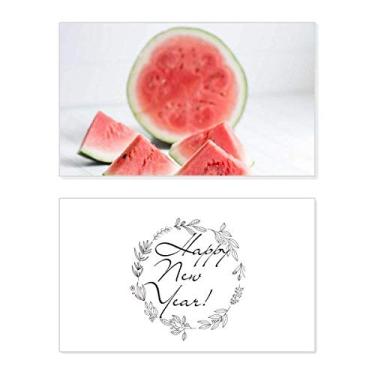 Imagem de Fresh Watermelon Summer Fruit Picture New Year Festival Greeting Card Bless Message Gift