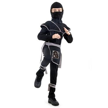 Imagem de Fantasia Ninja Preto/cinza Infantil 923113-p Sulamericana Fantasias Preto/cinza P 3/4 Anos