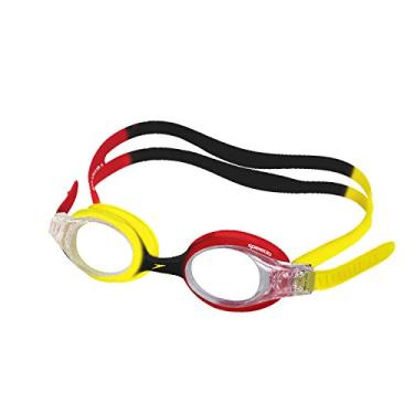 Imagem de Óculos de Natação Infantil, Speedo, Quick Jr II, SoftFrame Confortável com Proteção UV e Antifog, Vedação P - Preto/Amarelo-Vermelho