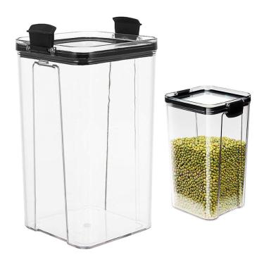 Imagem de Pote Hermetico Tampa com Trava 1300ml Acrilico Transparente Veda Conserva Multiuso