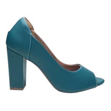 Imagem de Peep Toe Salto Bloco Cor Celestial
