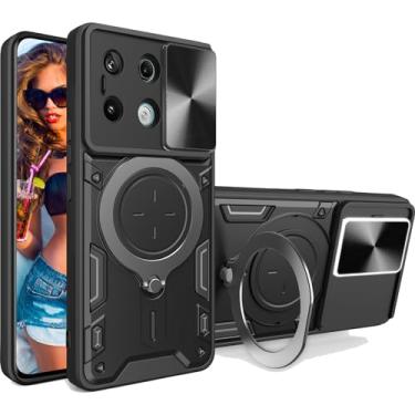 Imagem de Ephoou Capa para Xiaomi Redmi Note 13 Pro 4G/Poco M6 Pro 4G com suporte de anel magnético, capa armadura resistente de grau militar com capa de lente de câmera deslizante para Redmi Note 13 Pro 4G