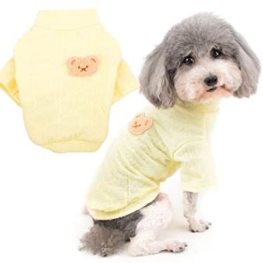 Imagem de Zunea Camisetas para cães pequenos e meninas, roupas macias para filhotes, pulôver, camiseta de manga curta, roupa para animais de estimação para chihuahua Yorkie, amarelo, GG