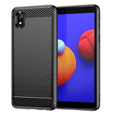 Imagem de Capa de celular para Samsung Galaxy A3 Core, fibra de carbono refinada, anti-queda, anti-impressões digitais, proteção total preta