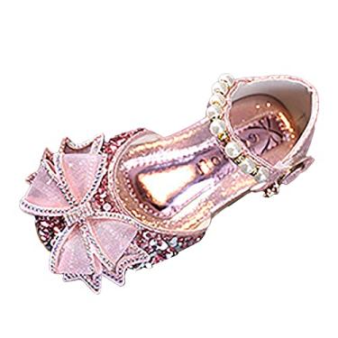 Imagem de Sandálias infantis tamanho 4 da moda primavera e verão para meninas, sapatos de dança, sapatos de dança, sandálias com glitter, rosa, 3 Big Kid