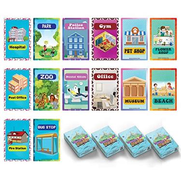 Imagem de Creanoso Cartões de aprendizagem de nomes de lugares diferentes (4 baralhos) - Decoração de lembrancinhas bonitas - presentes para meninos e meninas - Atividades educativas em casa e escola
