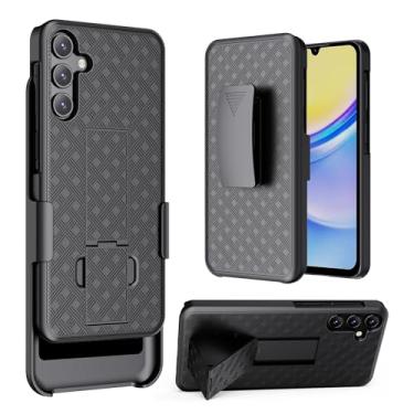 Imagem de HIDAHE Capa para celular Samsung Galaxy A15 5G, capa com clipe de cinto para Galaxy A15 Slim Combo Shell com suporte giratório clipe de cinto coldre capa protetora robusta para Samsung Galaxy A15