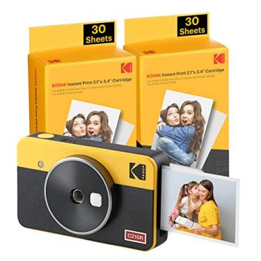 Imagem de Kodak Mini Shot 2 Retro | Pacote de 68 folhas | Câmera instantânea sem fio portátil e impressora fotográfica, compatível com dispositivos iOS e Android e Bluetooth, Foto real (2,1x3,4)