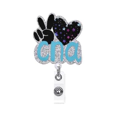 Imagem de ANDGING CNA Porta-crachá Engraçado Enfermeira Enfermeira Enfermeira Médica Carretel de Crachá Retrátil para Enfermeiras Clipe de Crachá com Glitter Bonito RN LPN LVN Acessórios para Cartões