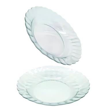 Imagem de Kit Jogo Pratos Fundo Sopa Transparente 4 Peças 22,4cm