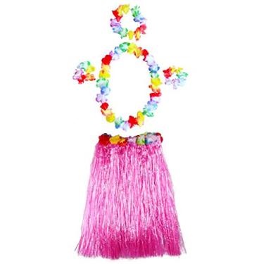 Imagem de Conjunto de saia ajustável para festa havaiana Havaí, vestido havaiano, 60 cm, rosa, Multicor, M