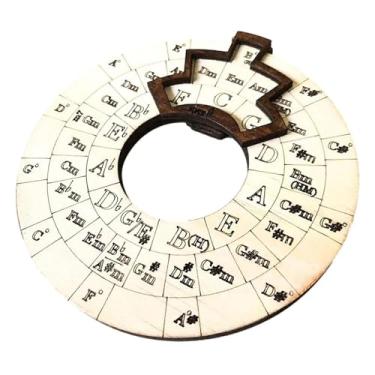 Imagem de kowaku Roda de acordes de madeira, roda de acordes musicais. Roda de Acordes Círculo de Quintas para Acordes de Notas, Músico de Guitarra. Baixo de, 12cm