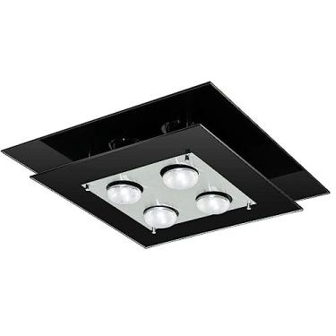 Imagem de Luminária Plafon com 02 Vidros para 04 Lampadas 44cm x 44cm Ideal para Sala, Cozinha, Quarto (Preto)