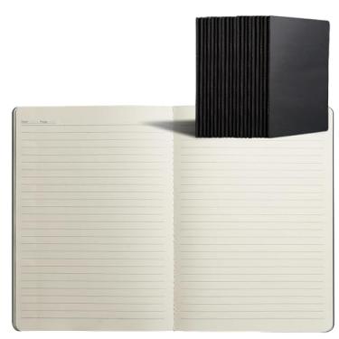 Imagem de Caderno de couro bovino simples para estudantes, papel de vaca, linha de carro, caderno de prática-A5 cartão preto linha horizontal (36 folhas)
