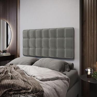 Imagem de Painel Rana 140 Veludo Aradecor, Cinza Claro, CASAL PADRãO