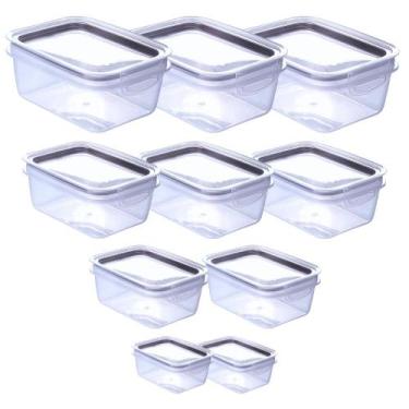 Imagem de 10 Potes Herméticos 910ml 550ml 360ml 175ml Linha Plasútil