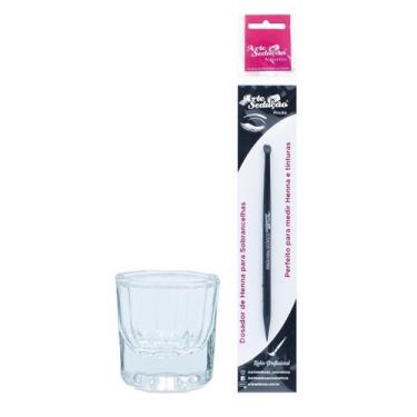 Imagem de Kit Copo Dappen De Vidro 10 Ml + Pincel Dosador De Henna - Arte Seduca