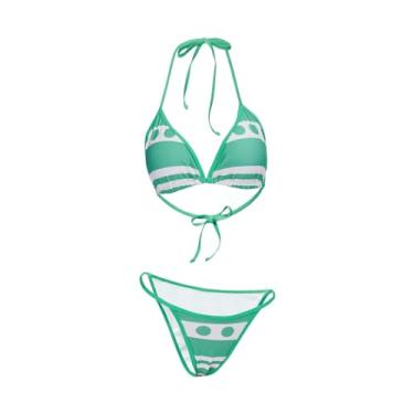 Imagem de iSHOWcos Conjunto de duas peças de biquíni verde sexy para cosplay de anime, Verde, G