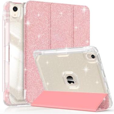 Imagem de Sevrok Capa para iPad Air de 11 polegadas / iPad Air 6ª/5ª/4ª geração 11,9 polegadas com suporte para lápis, capa inteligente magnética com suporte de três dobras de couro brilhante com glitter e
