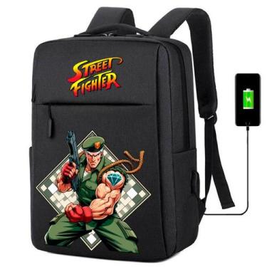 Imagem de Mochila USB Escolar Estampa Infantil Street Figther Notebooks, Trabalh