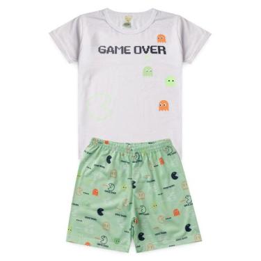 Imagem de Pijama Infantil Masculino Verão Game Over - Hey Kids - Branco - HeyKid