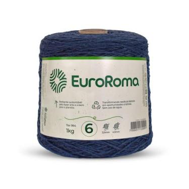 Imagem de  Barbante Colorido Euroroma 1kg Nº6 Crochê e Tricô, Azul Marinho - 904