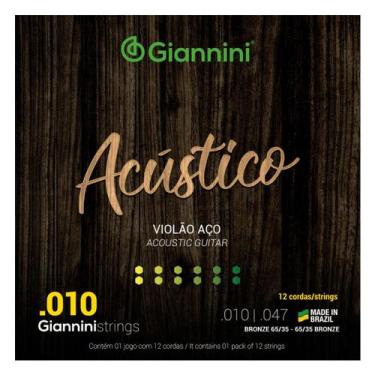 Imagem de Encordoamento Violão Giannini Acústico GESWA12 Bronze 65/35 0.010"