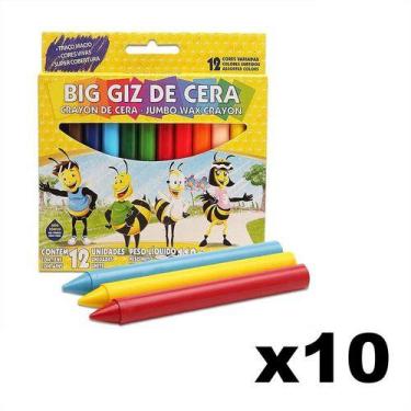 Imagem de Kit 10 Big Giz De Cera - Gizão Jumbo Acrilex C/12 Uni