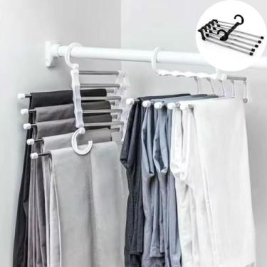 Imagem de Cabide Multifuncional Organizador Inox Retrátil 5 Divisórias - Aiker