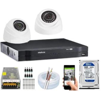 Imagem de Kit Cftv 2 Câmeras DomeS 720p Dvr Intelbras 4 Canais C/Hd 160Gb