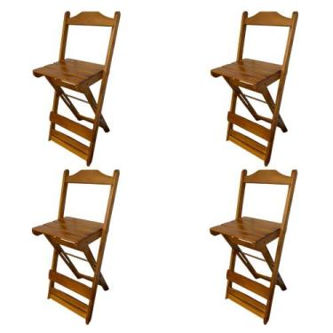 Imagem de Kit 4 Banqueta Dobrável Em Madeira Maciça 10668_1 / 10668_2 - CFC, Imb