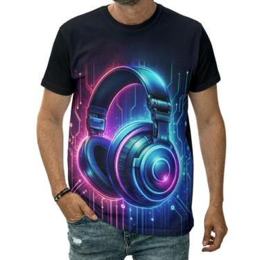Imagem de Camiseta Headphone Neon Música Eletrônica Music Rock Dj - Darkwood, 4 