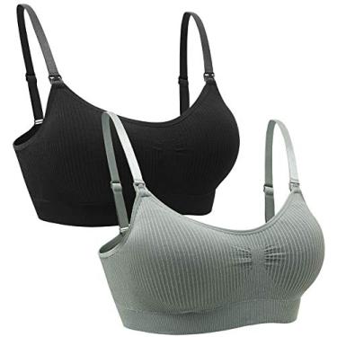 Imagem de Suekaphin Pacote com 2 sutiãs de maternidade para gestantes, amamentação, confortável, para dormir com extensores, Ordenar Rib-c, M