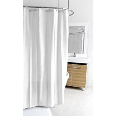 Imagem de Splash Home Cortina de chuveiro e forro de microfibra Olivia Fabric com 12 ganchos de rolo de metal cromado, repelente de água, lavável na máquina, 182 x 187 cm - branca