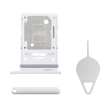Imagem de BESJMYT Substituição da bandeja do cartão SIM para Samsung Galaxy A54 (versão SIM único) Adaptador de suporte de slot de bandeja de cartão branco com ejetor de agulha para A54 SM-A546U SM-A546U1