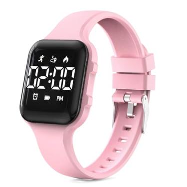 Imagem de Relógio infantil simples rastreador de fitness, relógio esportivo digital com contador de passos, relógio de pulso à prova d'água, com pedômetro, despertador, calendário para crianças, meninos