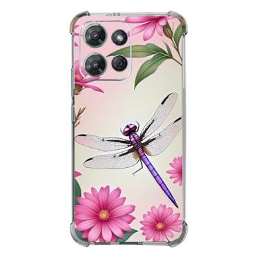 Imagem de Beaucov Capa para Moto G Power 2025, roxo libélula flores proteção contra queda capa à prova de choque TPU capa protetora de corpo inteiro resistente a arranhões para Motorola Moto G Power 2025