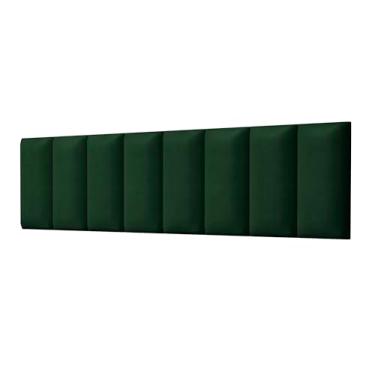 Imagem de Kit 10 Módulos Estofados Cabeceira Cama King 200x45cm Auto Adesivos (SUEDE VERDE MUSGO)