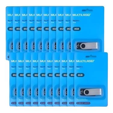 Imagem de Kit 20 Pen Drive 8gb Twist Usb Preto Multilaser Pd587