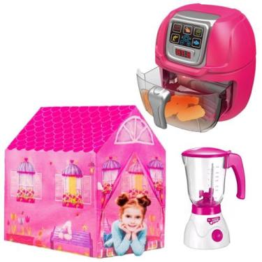 Imagem de Fritadeira Infantil Timer Som Luz + Barraca e Liquidificador - DM Toys