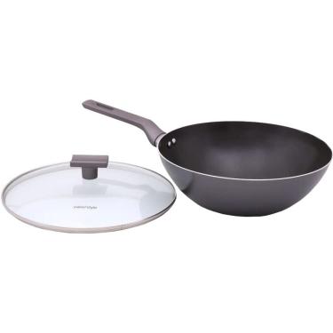Imagem de Frigideira Funda Grande Panela Wok Ceramica com Tampa 28cm Mimo Style