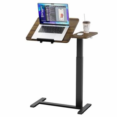 Imagem de Ywin Mesa de cabeceira inclinável ajustável com rodas pneumática móvel mesa para laptop mesa móvel móvel para computador em casa, escritório, uso hospitalar