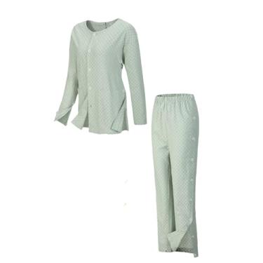 Imagem de Aylashine Pijama unissex para pacientes, vestidos de pacientes com zíper, roupas de amamentação pós-operatória, verde, 4GG