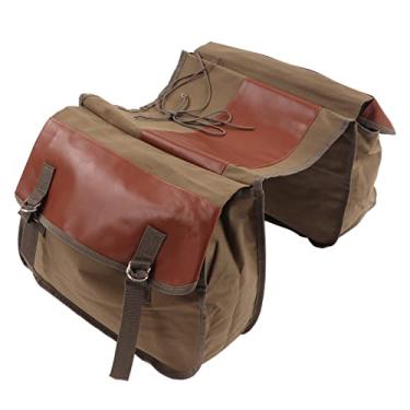 Imagem de Pannier de rack de bicicleta, sacos duplos de bicicleta de grande capacidade, bolsa de selim de deslocamento, bolsa traseira de mountain bike, organização de ciclismo para (khaki)