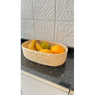 Imagem de Bandeja Em Palha Natural Para Organização Bebês, Fruteira Utensílios Cozinha Armazanamento