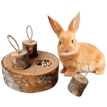 Imagem de Brinquedos de forrageamento de porquinho-da-índia, hamsters 3 em 1, brinquedos de enriquecimento interativo de madeira, dispensador de petiscos para pequenos animais, brinquedos engraçados, para